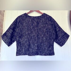 Anne Klein Tweed Cropped Blazer/Jacket, Black and White, sz 10P